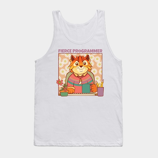 Fierce Programmer Tiger Cat Tank Top by Sue Cervenka